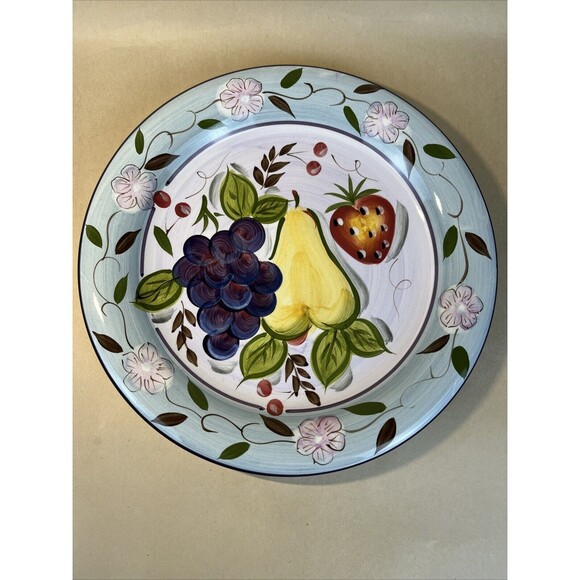 Gibson DINNER PLATE Bella Fruita Rim 10.5”  Dishwasher & Microwave Safe Mint Con - Picture 1 of 6